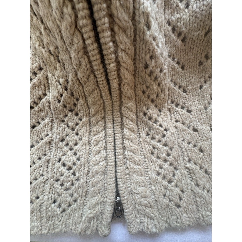 Y2K Abercrombie Fitch Cardigan Women Large Lambswool Shacket Sweater Cable Knit - Picture 9 of 12